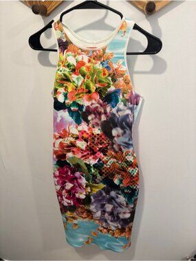 Clover Canyon Pool Flower Neoprene Bodycon Dress